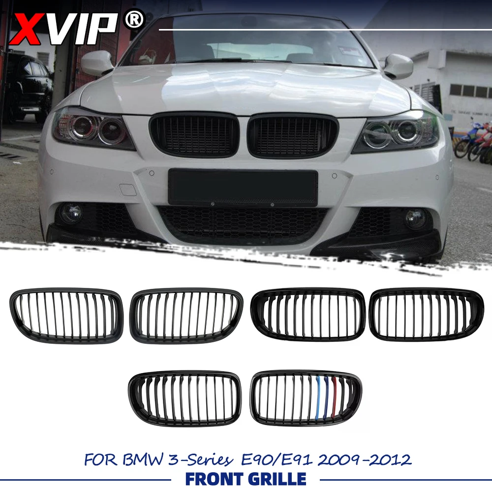

XVIP Black Single Line Style Upper Racing Grills For BMW 3-Series E90 E91 2009-2012 Glossy M-Color Front Bumper Racing Grille
