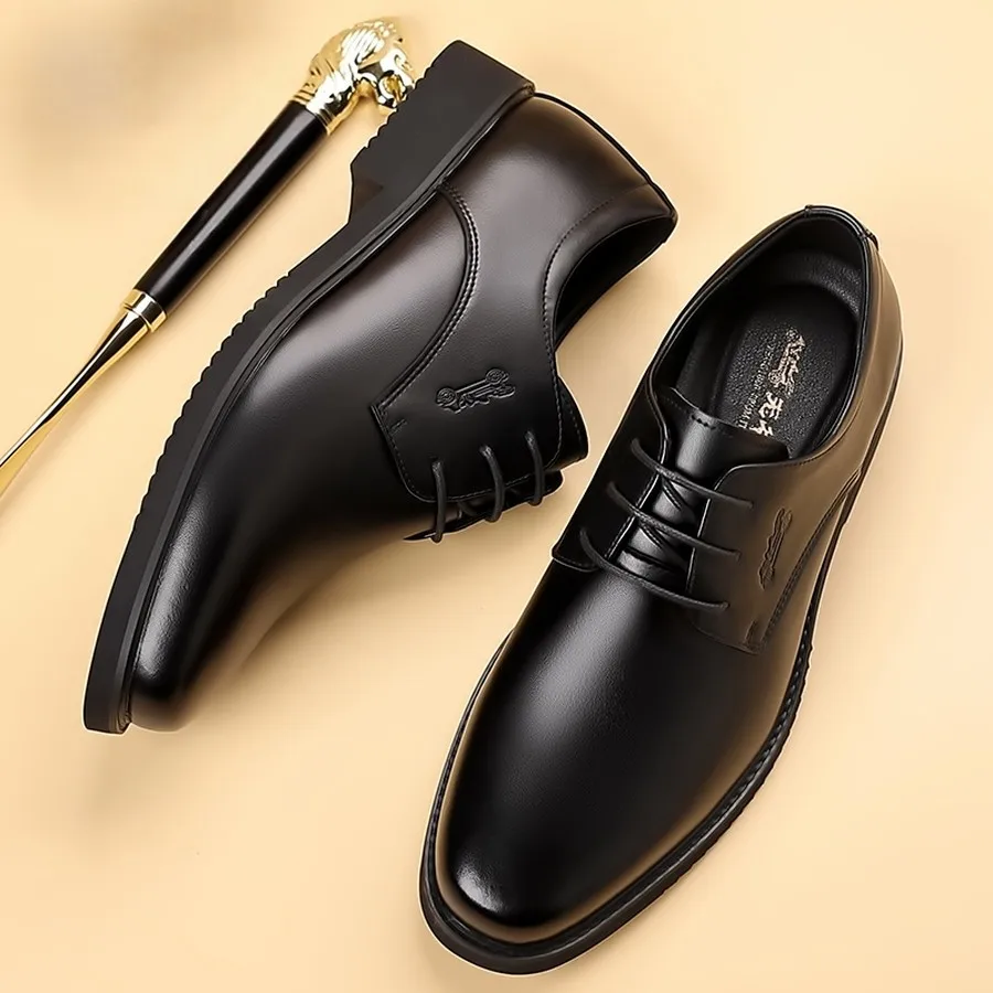 Men's Low Top Dress Shoes Lace-Up Round Toe Smooth Finish for Office, Weddings and Daily Wear