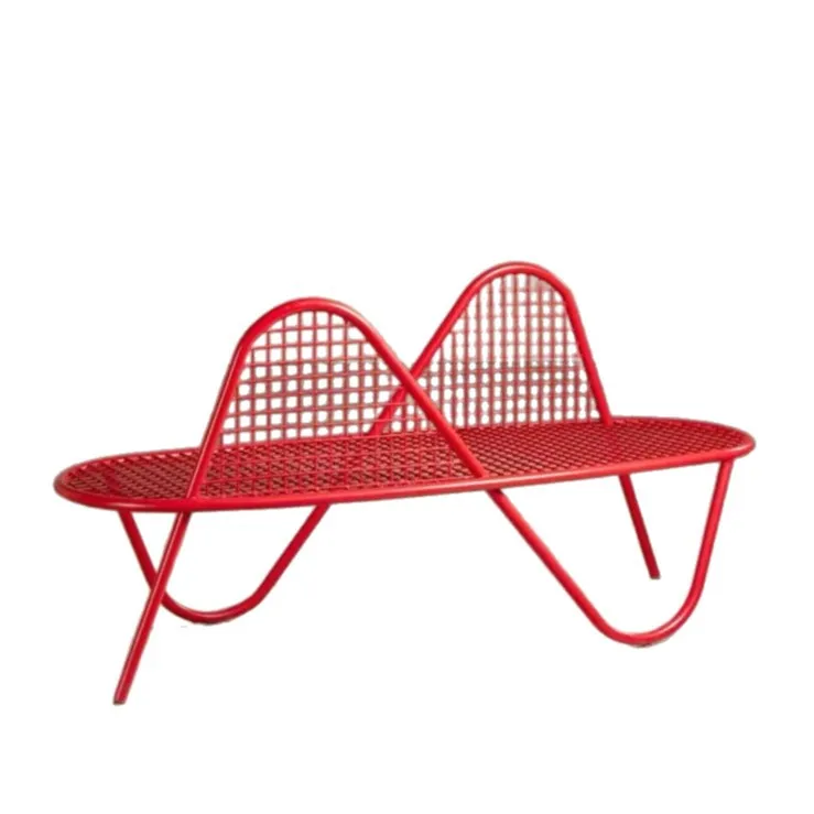 Banc de jardin en fer forgé pour l'extérieur, chaise d'extérieur en maille métallique, premium, pour parc, restaurant