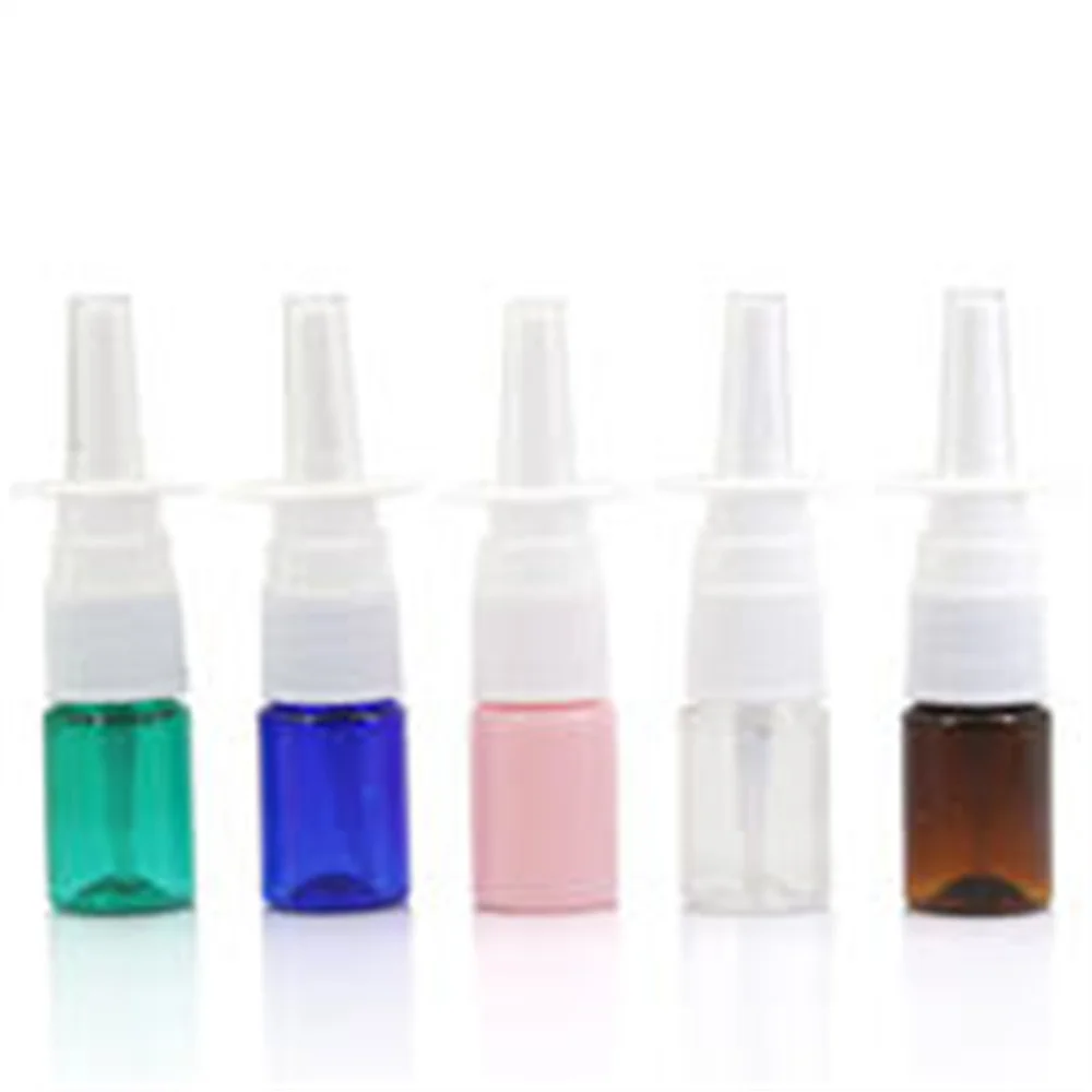 5pcs 5ml Nasal Spray Bottles Pump Sprayer Mist Nose Empty Refillable Bottles PET Skincare Atomizer Cosmetic Container for Travel