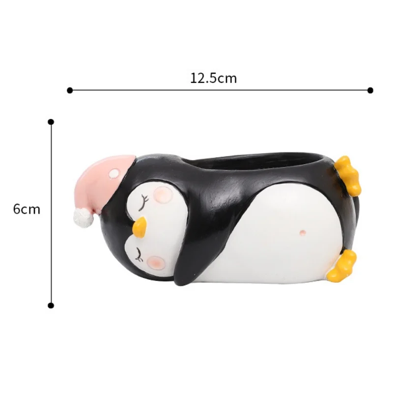 Cartoon Animal Succulent Flower Pot Cute Rabbit Penguin Resin Flowerpot Garden Planting Pot Desktop Ornaments Garden Planter