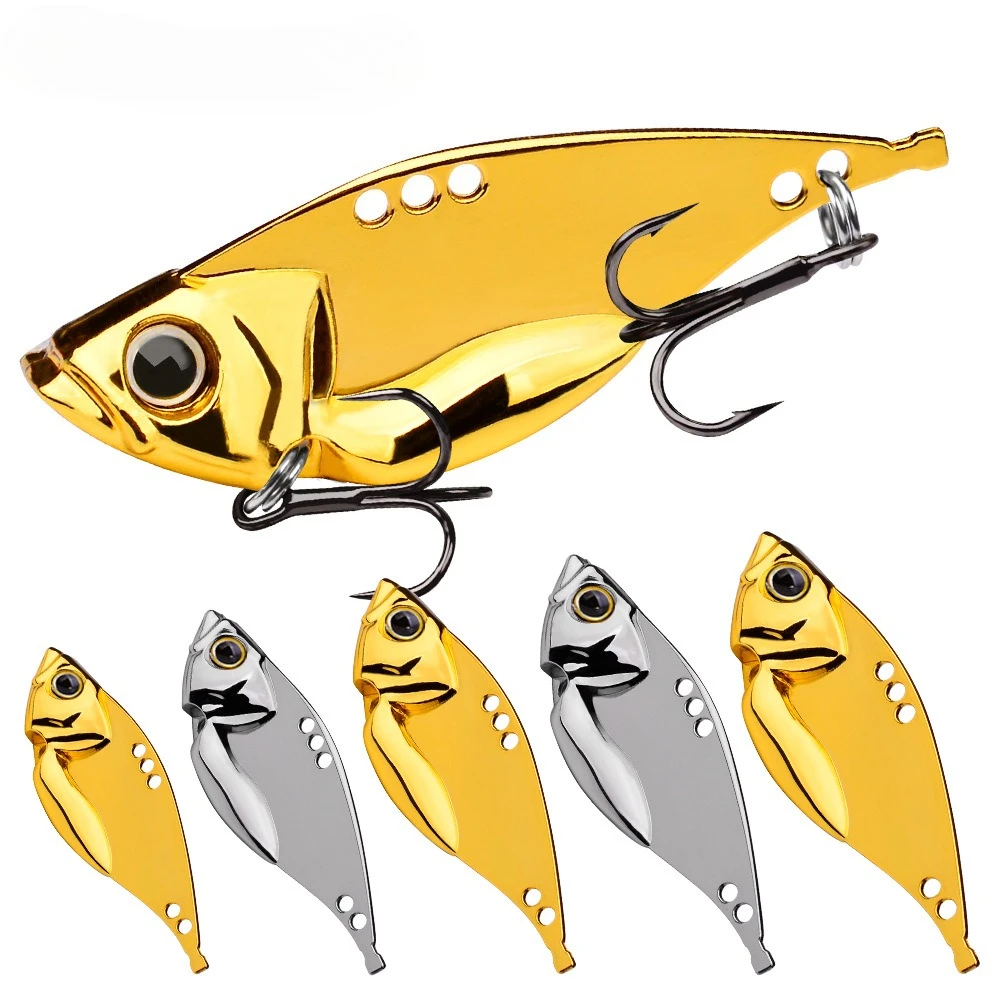 

Sinking VIB Fishing Lure Gold Silver Metal Spoon Bait Artificial Fish Bait