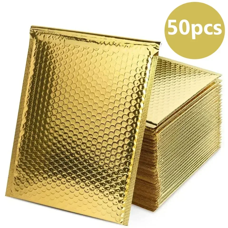 Golden Thicken Waterproof 50pcs/lot Bags Gift Postage Padded Packaging Mailers Bag Envelopes for Bubble