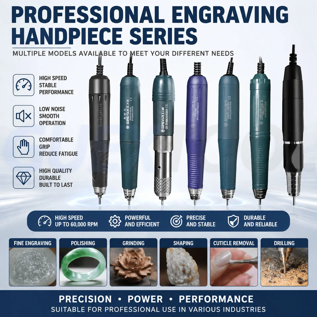 High Speed Brushless Dental Engraving Machine Professional Dual Clamp Dental Motor Handpiece Jade Wood Carving Engraving Tool