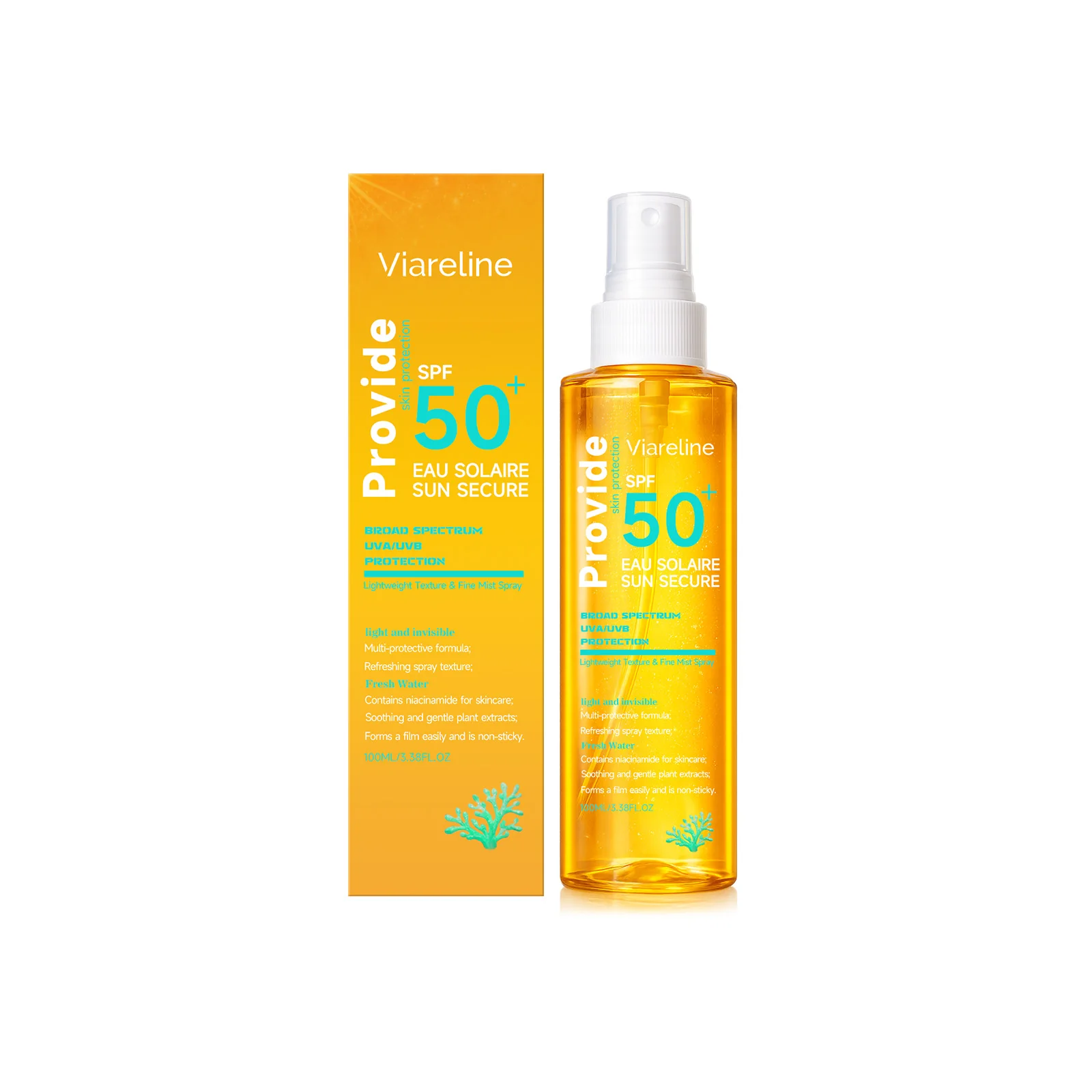 Coral Reef Safe Sunscreen Spray Waterproof Sweatproof Resistant Prevent Sunburn Moisturizing Refreshing Strong Facial Body Spray