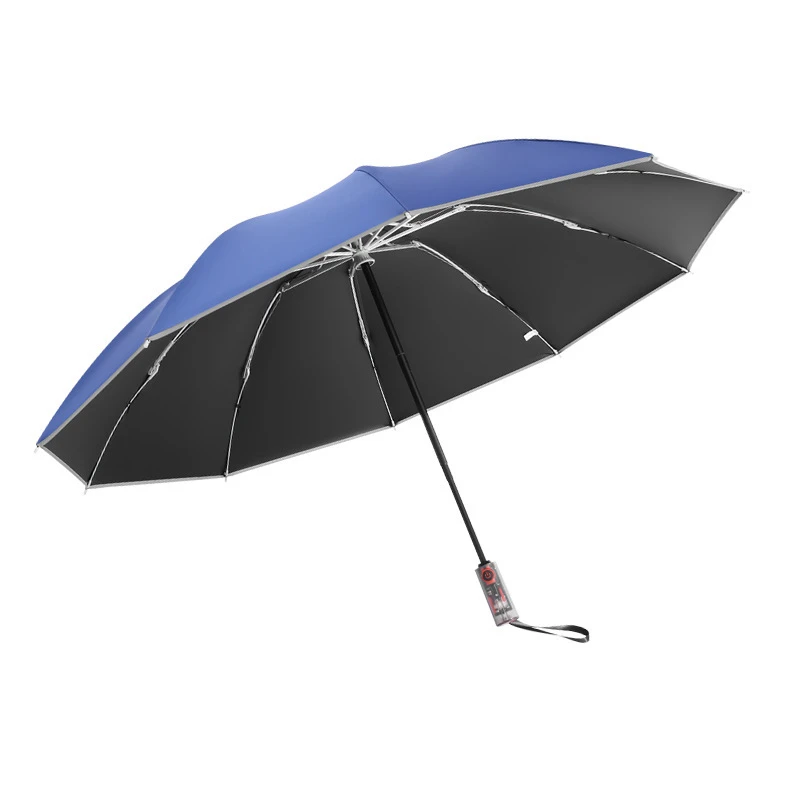 Automatic mechanical reverse reflective folding umbrella men\'s and women\'s anti-rebound section sunshade rain umbrella large