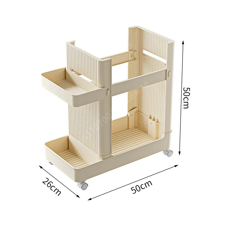Sports Equipment Storage Cart with Wheels, Cream Modular Rolling Organizer Rack, Space-Saving Trolley for Home Gym
