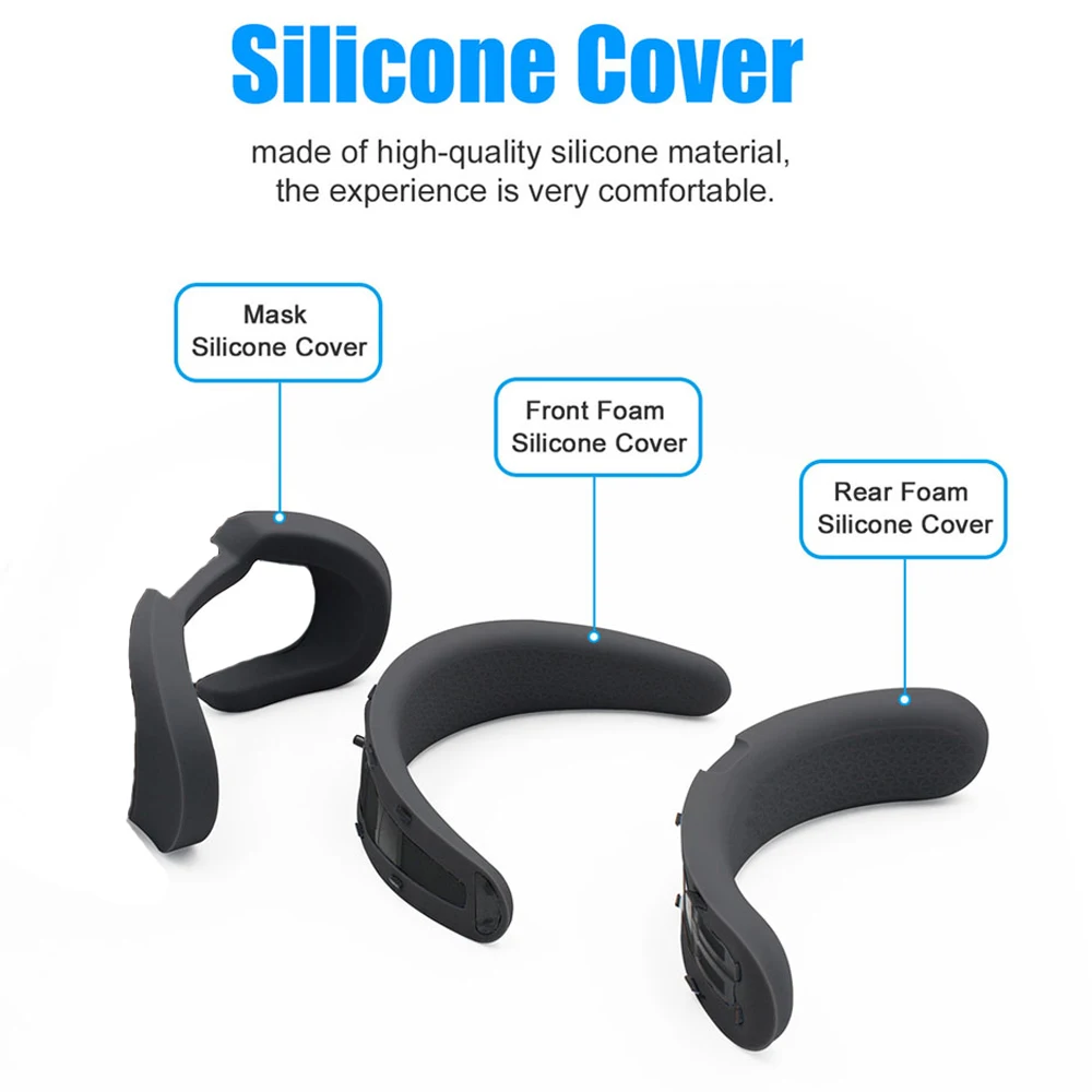 Black Silicone Front Rear Foam Eye Mask Cover for Oculus Rift S VR Glasses Headset Mask Protective Case VR Accessories