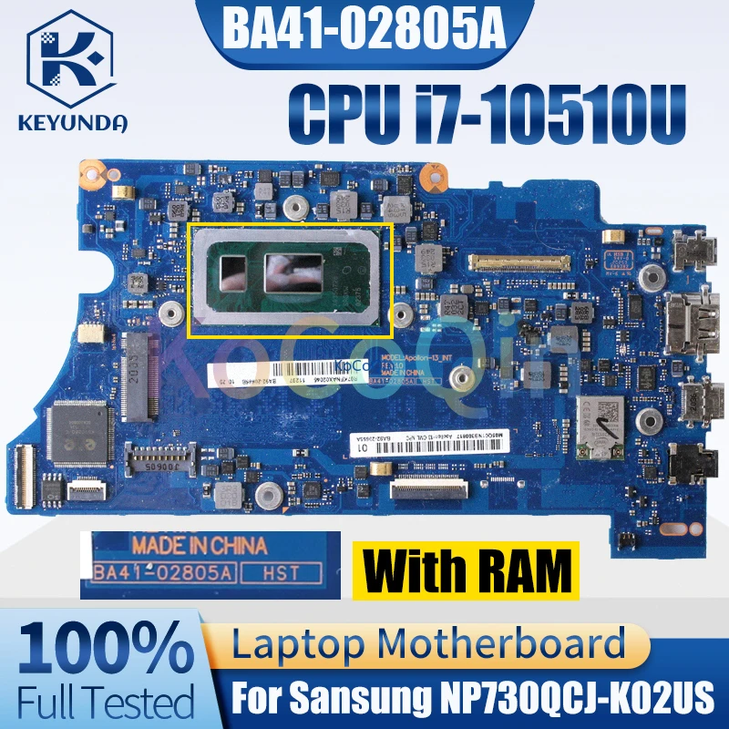 

For SANSUNG Galaxy Book FLEX NP730QCJ Notebook Mainboard BA41-02805A SRGKW i7-10510U With RAM With RAM Laptop Motherboard Test