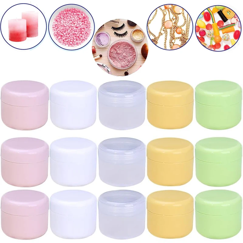 

100Pcs 10g-100g Refillable Plastic Sample Jar with Lids & Liners Empty Portable Travel Face Cream Face Scrub Lotion Containers