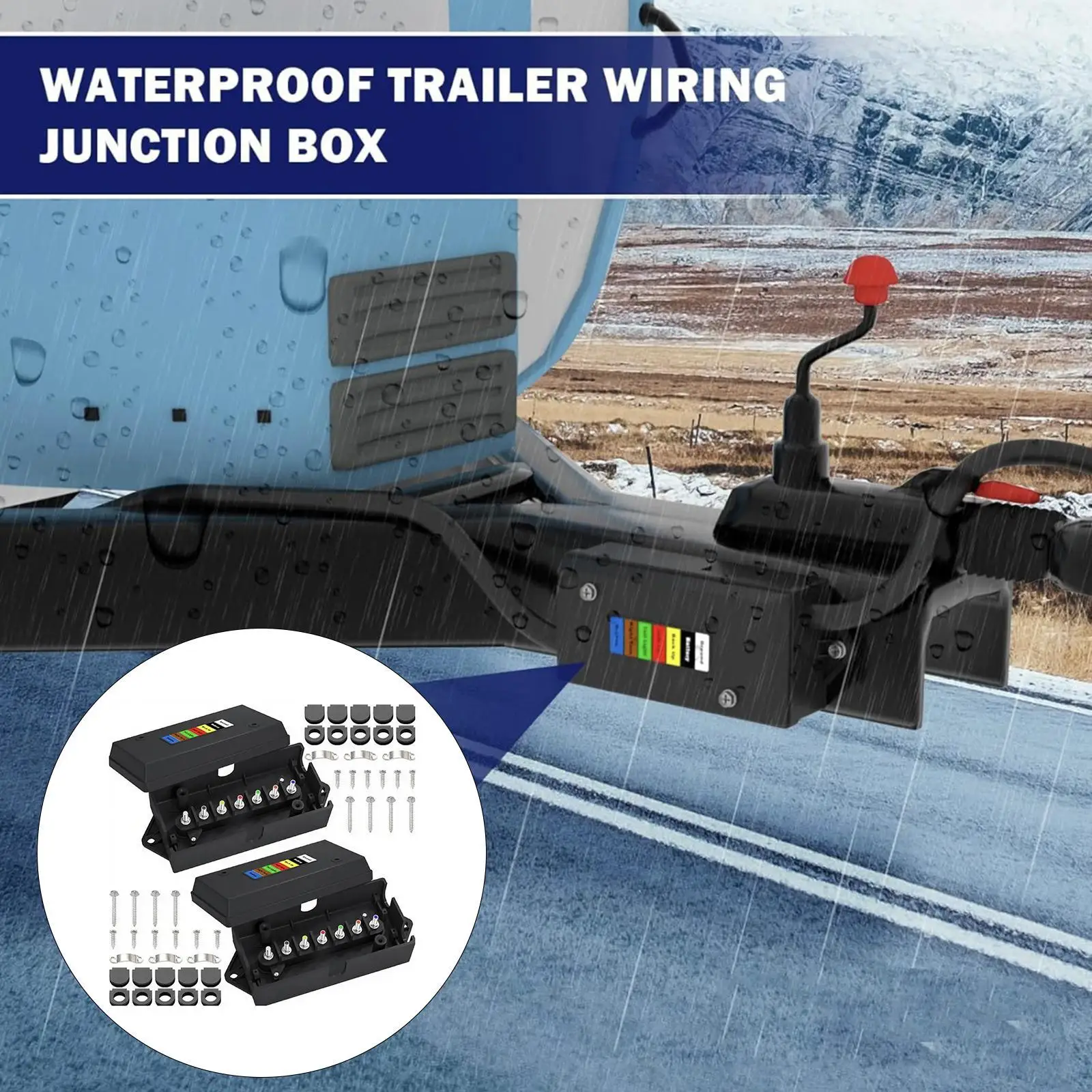 

2x 7-контактные распределительные коробки для прицепа, удобные и прочные для лодок на колесах