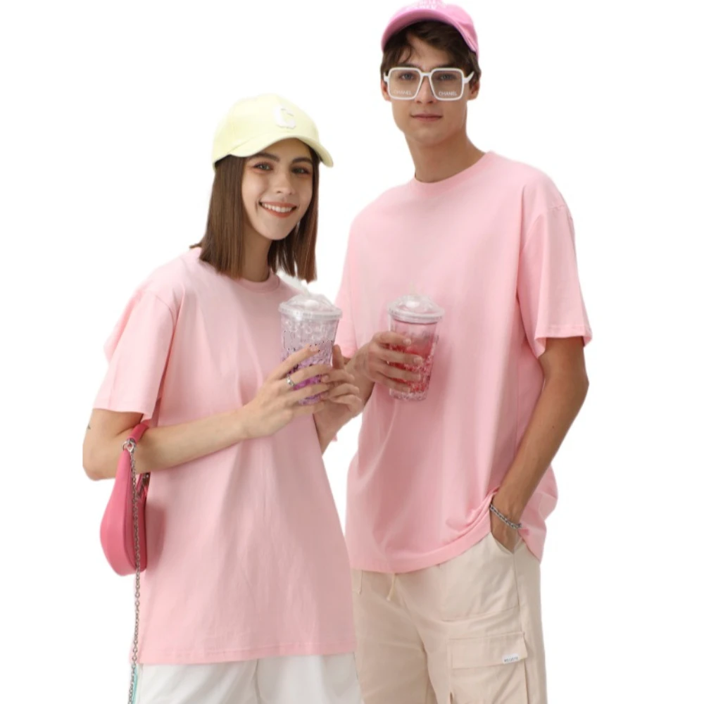 

Повседневная свободная хлопковая футболка, однотонный пуловер, футболки больших размеров, летняя одежда для пар, футболки с короткими рукавами унисекс