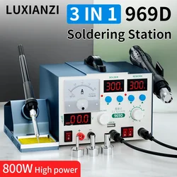 LUXIANZI 3 in 1 Soldering Station Digital Display soldering iron kit SMD BGA Welding Repair Tool Hot Air Desoldering Stations