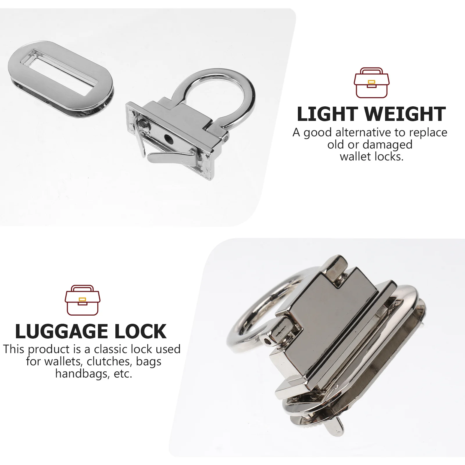 

4PCS Durable Alloy Padlocks Die Casting Lock Suitcase Mortise Lock Accessories Silver (Gasket Style Random)