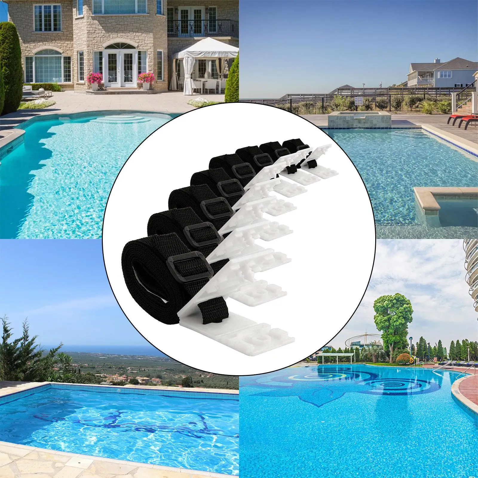 8x Pool Cover Straps Blanket Cover Reels Straps for Outdoor Most of Cover Rollers Ground Swimming Pools Inground Swimming Pools