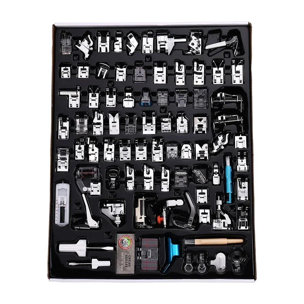 Sewing Machine Presser Foot Press 11-82pcs/Set For Brother Singer Kit Braiding Blind Stitch OverLock Zipper Roller Ruler Parts