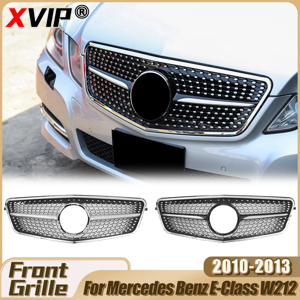 

XVIP Chrome Silver GTR Style Racing Grilles For Mercedes Benz W212 E-Class E200 E300 2010-2013 Diamonds Style Bumper Grille Mesh