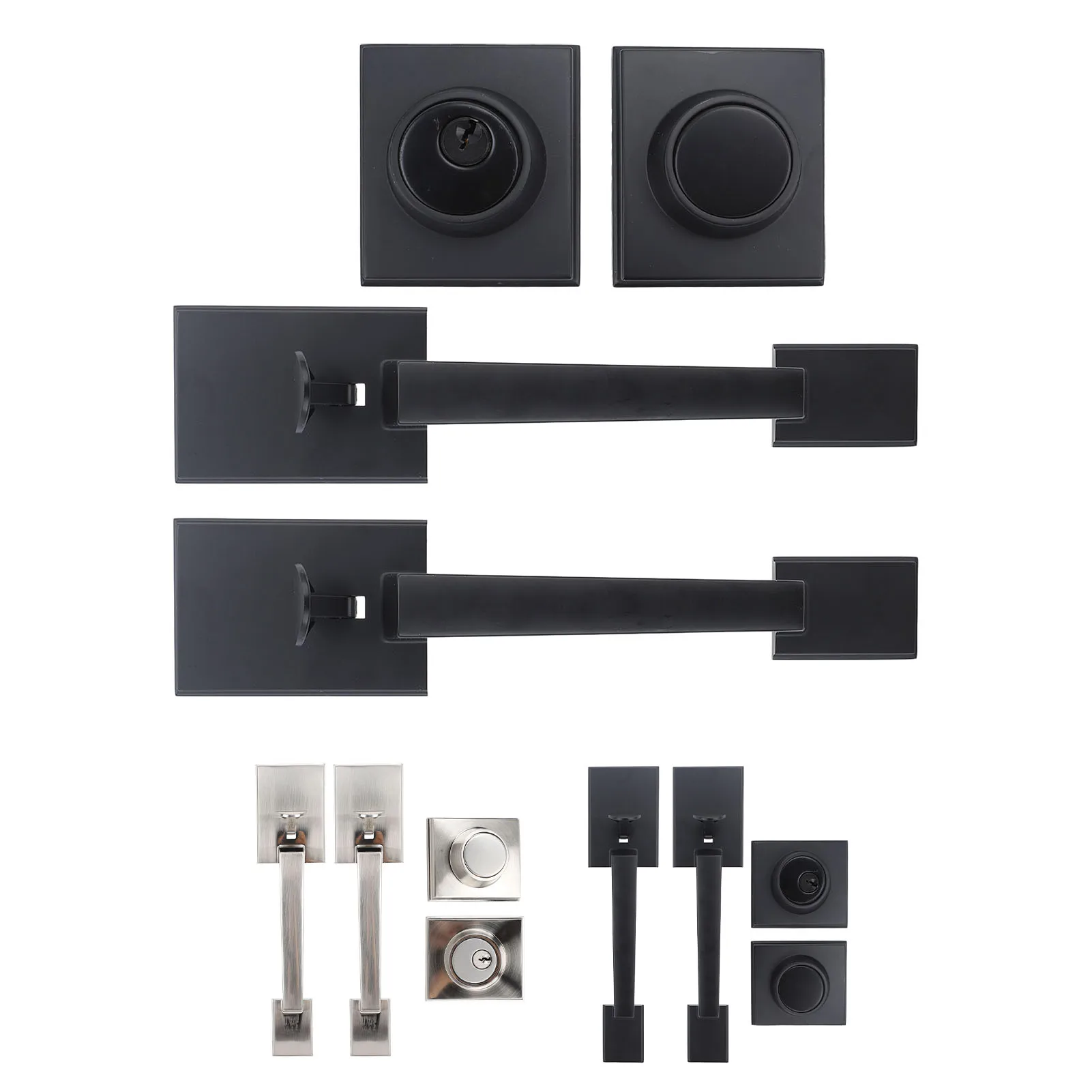 Door Handle Set Double Door Handle Set Hole Spacing Adjustable Heavy Duty Modern  Double Front Door Handle Set