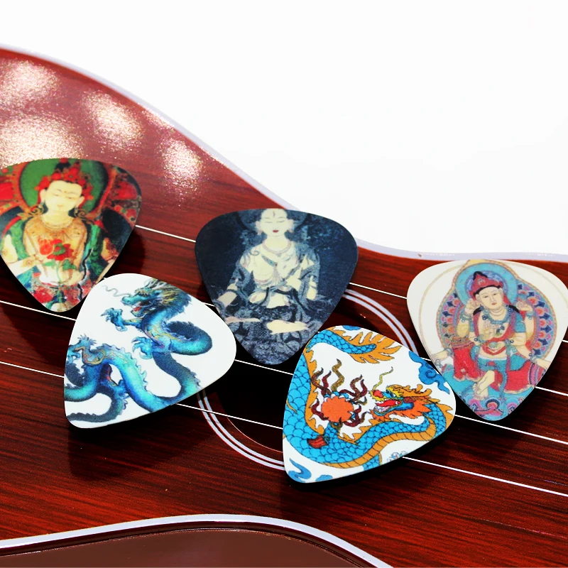 

SOACH New 10Pcs 0.46/0.71/1.0mm Thickness Guitar Picks Buddha Dragon Guitar Accessories Guitar Pick for Ukulele Guitar Paddles