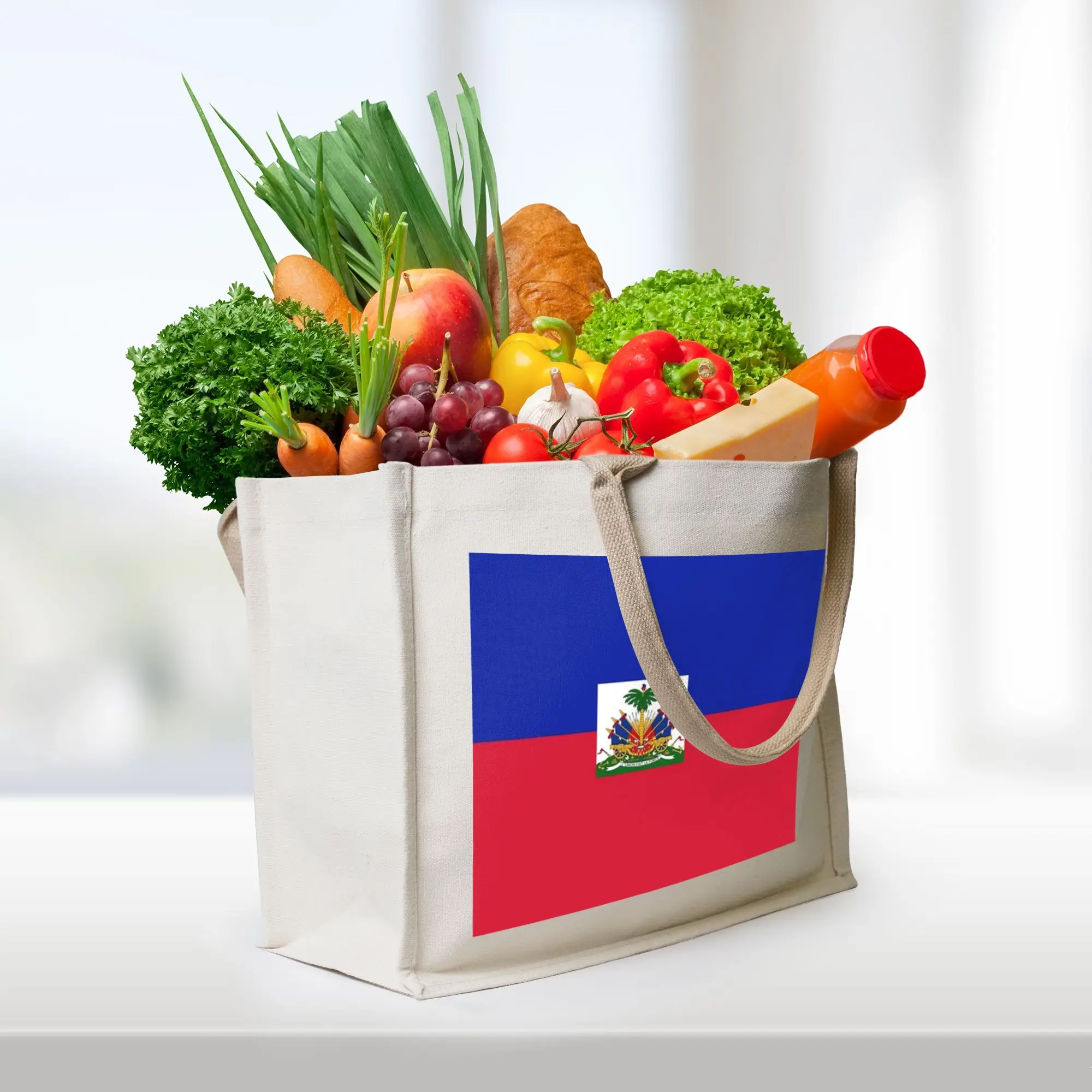 

Холщовая сумка-шоппер с флагом Гаити, женская сумка через плечо, дорожная сумка-тоут