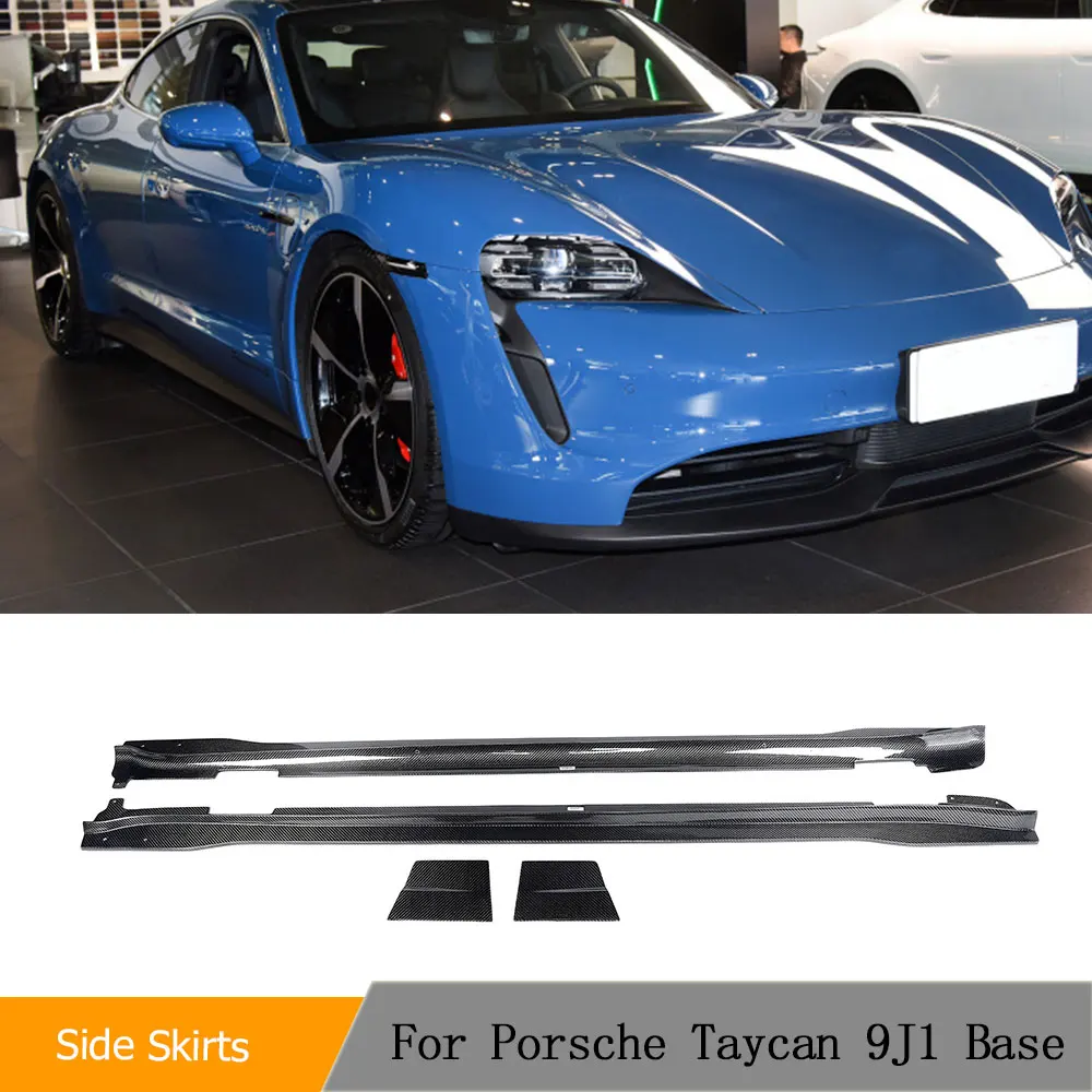 

Side Skirts Extensions Lip For Porsche Taycan 9J1 Base 4S Sedan 2019-2024 Real Carbon Fiber Side Door Bumper Apron Lip Body Kit