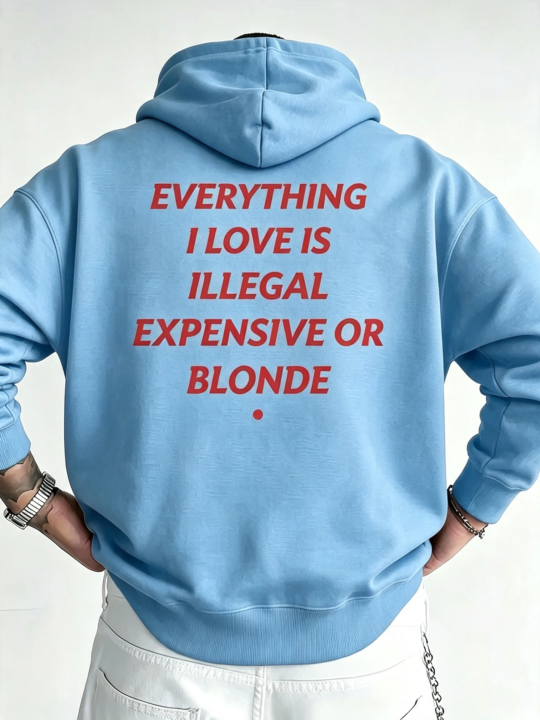 2026 new funny design - All the things I love are illegal Men's printed hooded sweatshirt for street style top sweatshirt hoodie