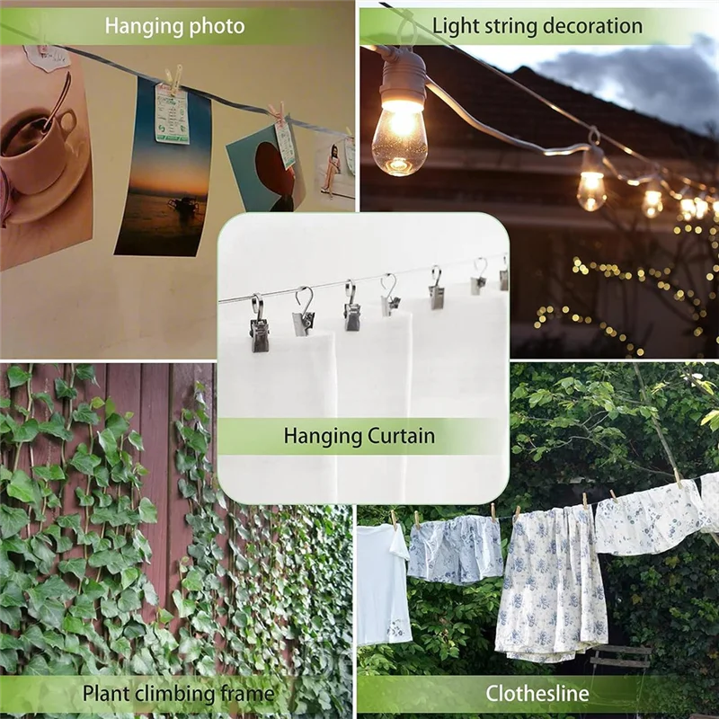 

ABHZ-1Set M5 Turnbuckle Wire Tensioner Kit PVC Coated Cable Wire Stainless Steel For String Light Hanging Kit/Garden Wire