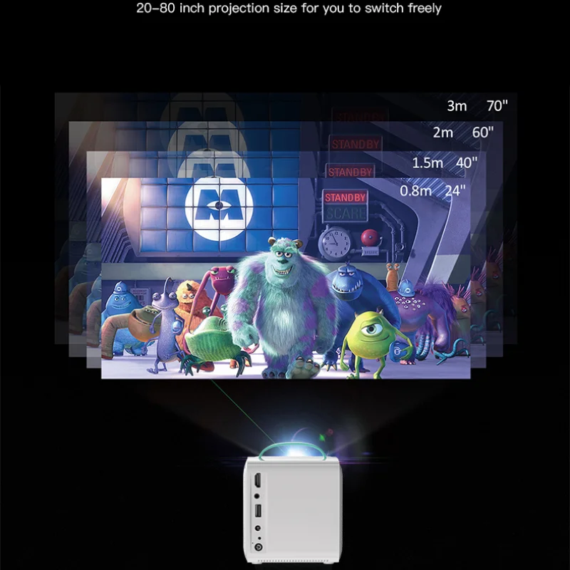 Salange Q2 แบบพกพา Mini โปรเจคเตอร์ภาพยนตร์หน้าจอเดียวกันสมาร์ทโฟน 640*480P สําหรับ Outdoor Camping โฮมเธียเตอร์เด็กของขวัญ