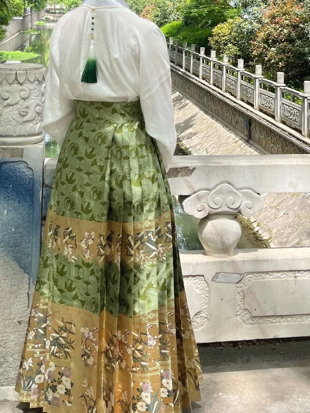 2023 Ming Dynasty Hanfu Woven Chinese Chinese Traditional Costumes Horse Face Skirt Cosplay Clothing Green Long Dress