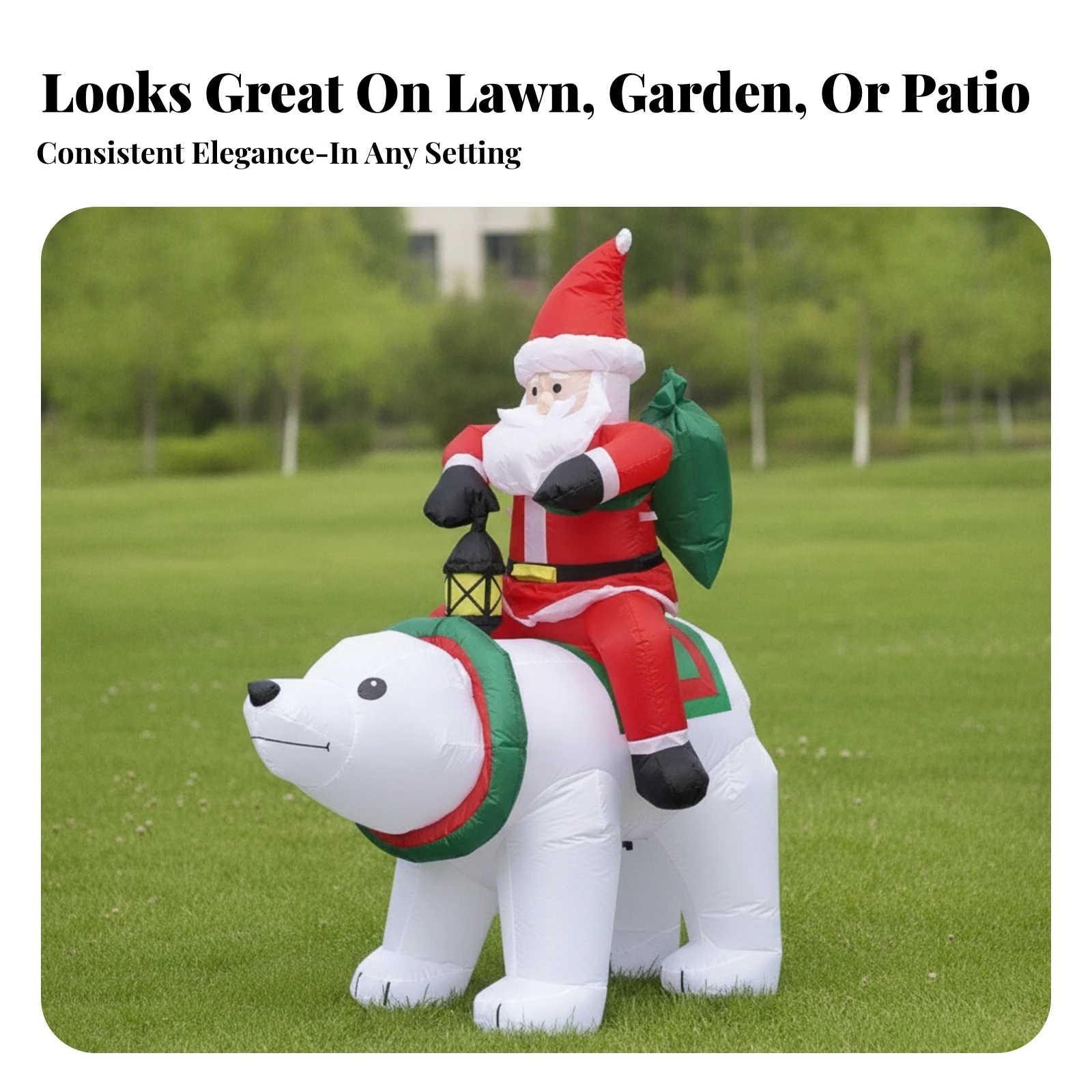Inflatable Santa on Bear Self-Inflating Santa Saint Nicholas on Arctic Bear Christmas Inflatable Adorable Holiday Display
