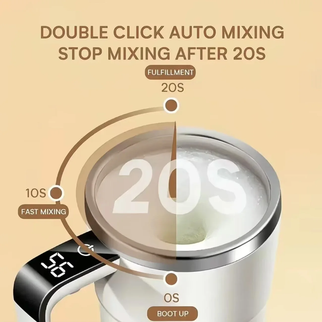 Mini Electric Coffee Self Mixing Mug Waterproof Food Safe Coffee Mug USB Rechargeable Automatic Magnetic Cup For Tea 380ML