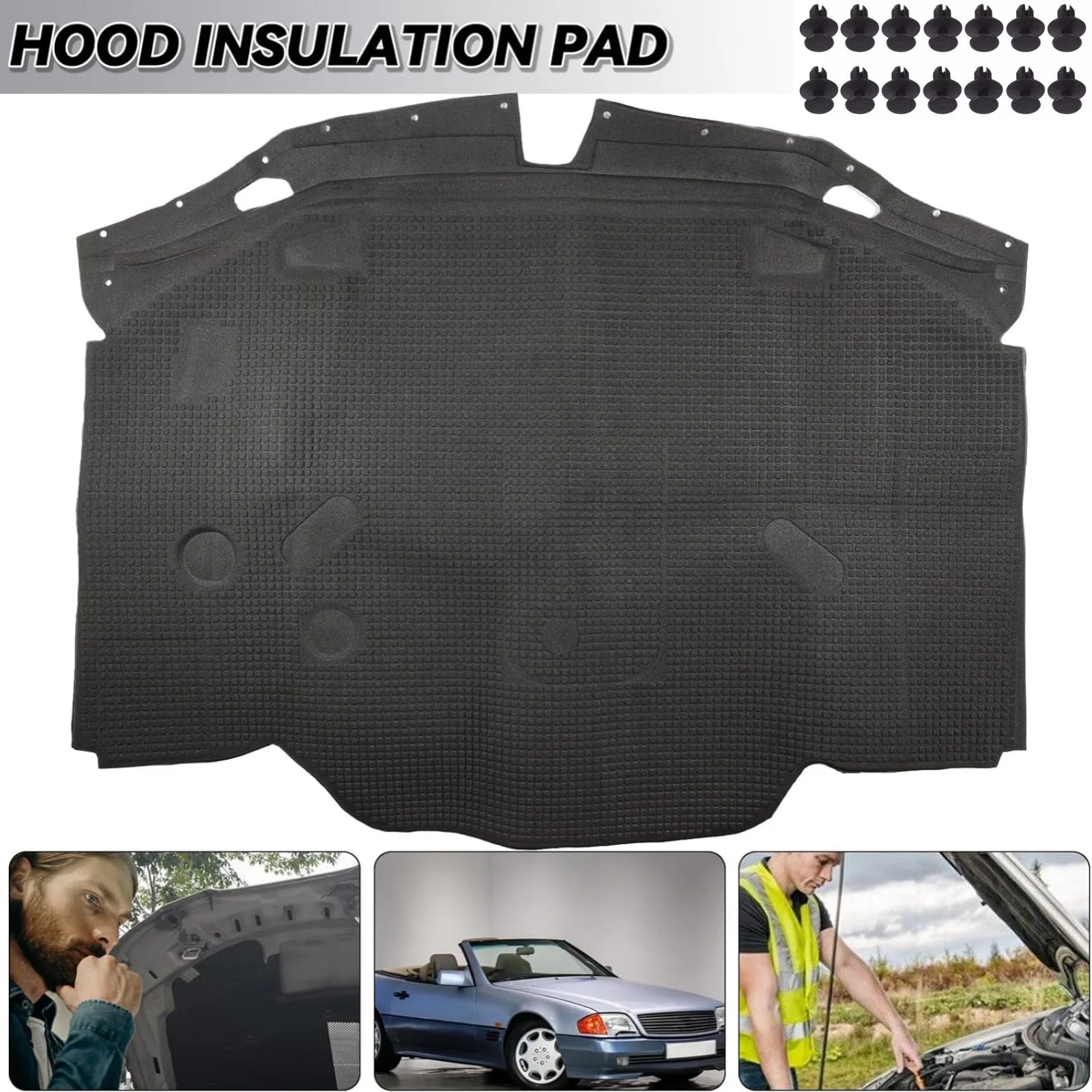 Almohadilla aislante para capó de coche mercedes-benz 1296802025, piezas de automóvil para mercedes-benz 300SL 500SL 600SL SL320 SL500 SL600 R129, 1 ud.