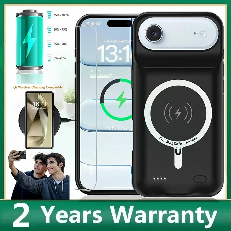 10000mah Soft Silicone Wireless Battery Charger Case for IPhone 17 Air 12 Pro Max 13 14 15 16 Plus 11 XR X XS PowerBank Wireless