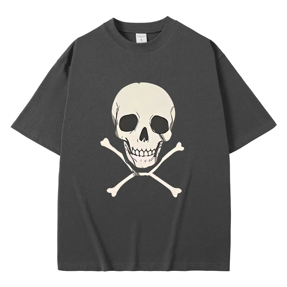 Anime Chainsaw Man Reze Skeleton Same Style Print T-shirt Men Women Casual Oversized Cotton T Shirts Men's Vintage Streetwear