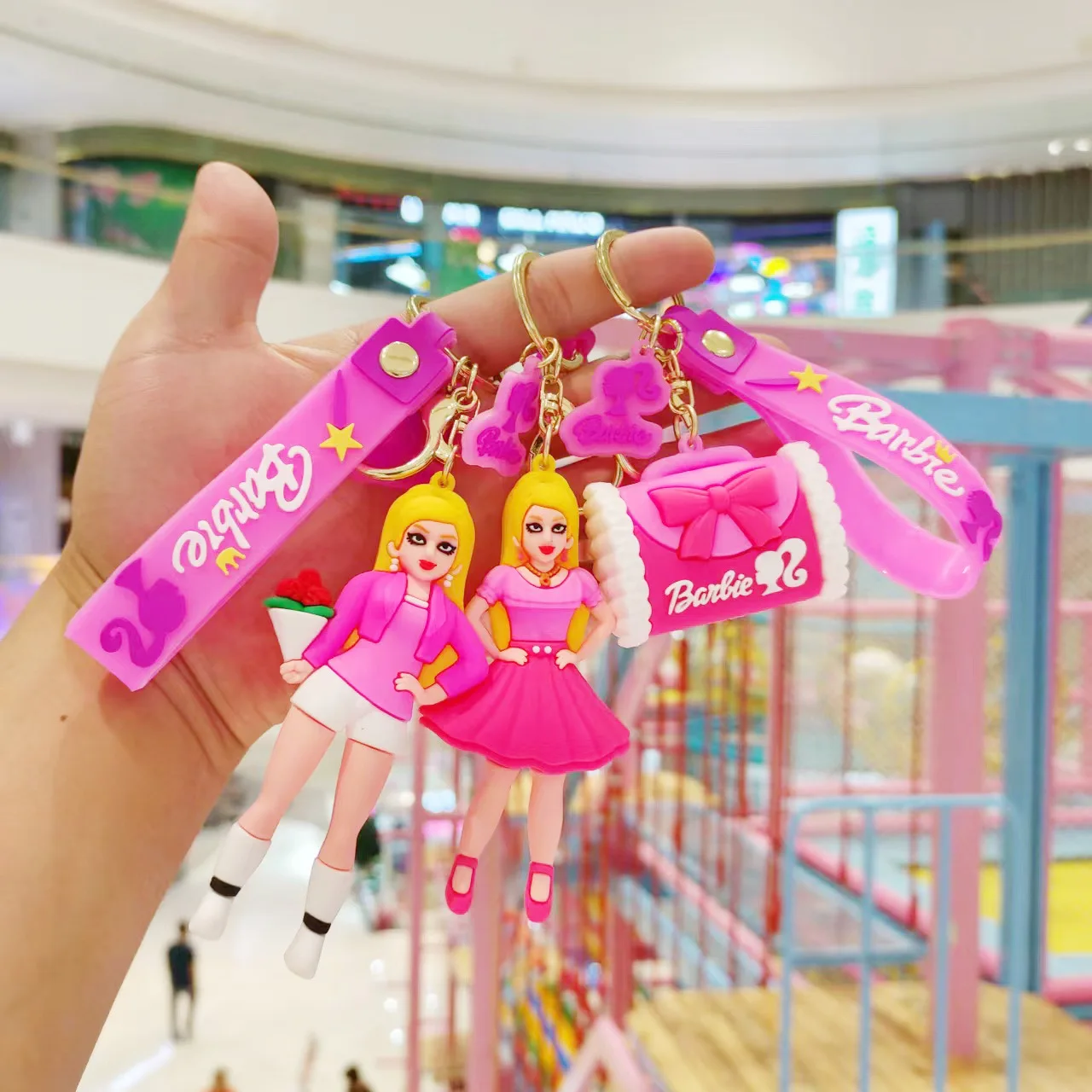 MINISO Cute Cartoon Barbie Doll Keychain Pendant Girl Backpack Doll Decorative Keychain Pendant Car Decoration Birthday Gift