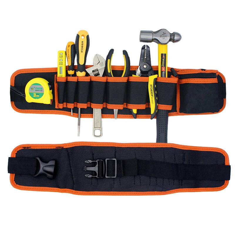 Ceinture à outils de poche à la taille réglable pour électriciens, sac de rangement pour poudres, marteaux, pinces, porte-tournevis, trousse à outils de réparation à la main