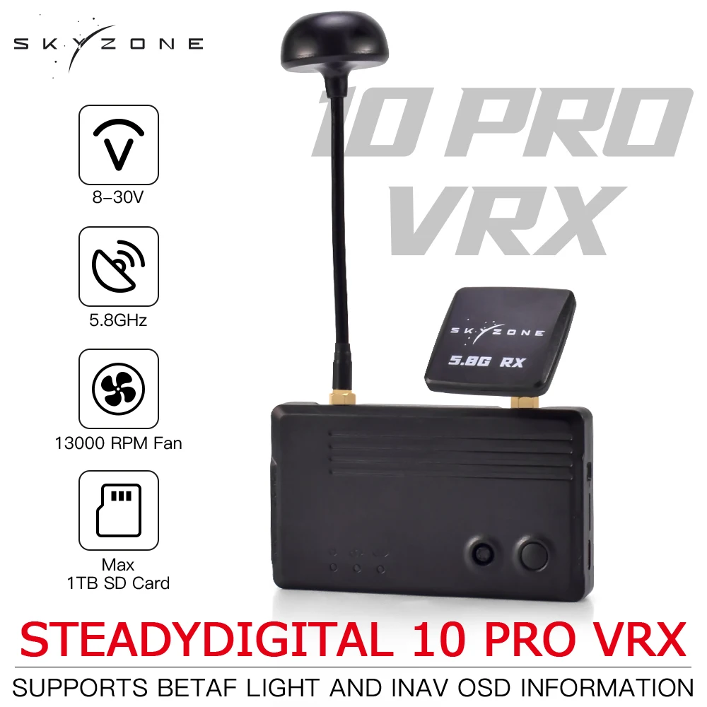 SKYZONE SD10P VRX Receiver 1080P 60fps 5.8GHZ Support Betaflight INAV OSD For FPV Drone