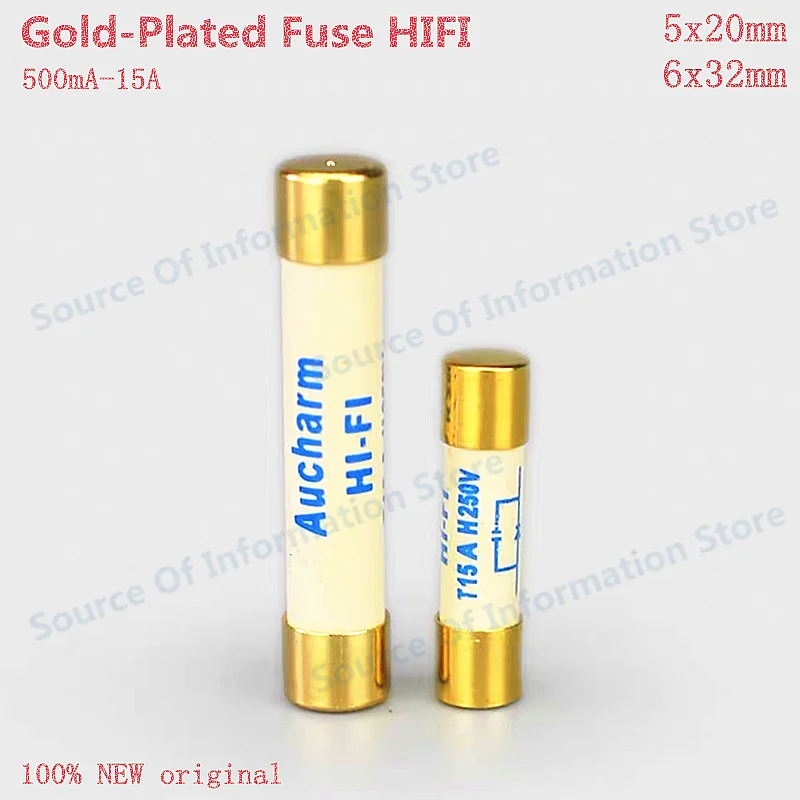 5Pcs Gold-Plated Fuses for Hi-Fi Audio Silver-Alloy CD Player Tube Amplifier Fuses 5x20mm / 6x32mm 500mA-15A Slow-Blow