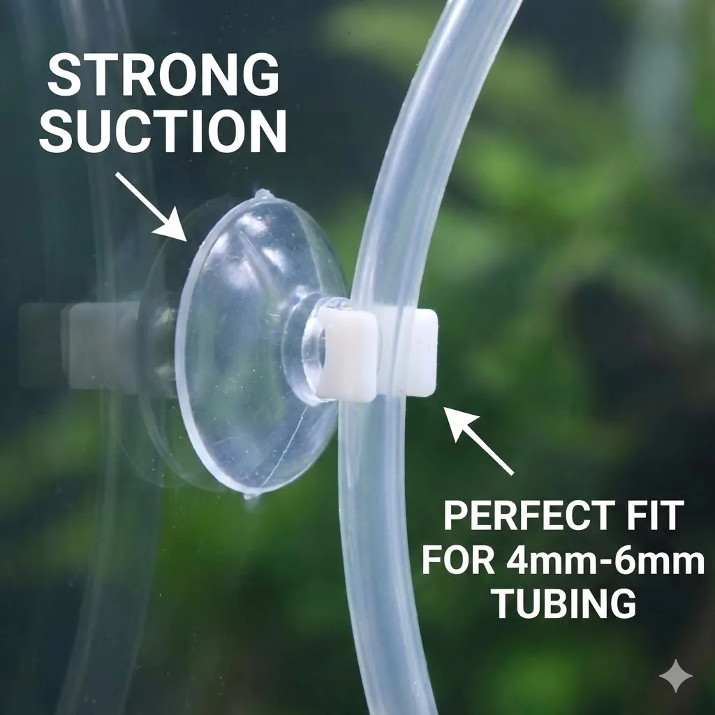 30/50 Stück transparente Aquarium-Saugnäpfe für Luftschläuche, starke Halterungen für Aquarienschläuche, 4/6 mm Sauerstoffrohrklemmen, Zubehör – Detail 7