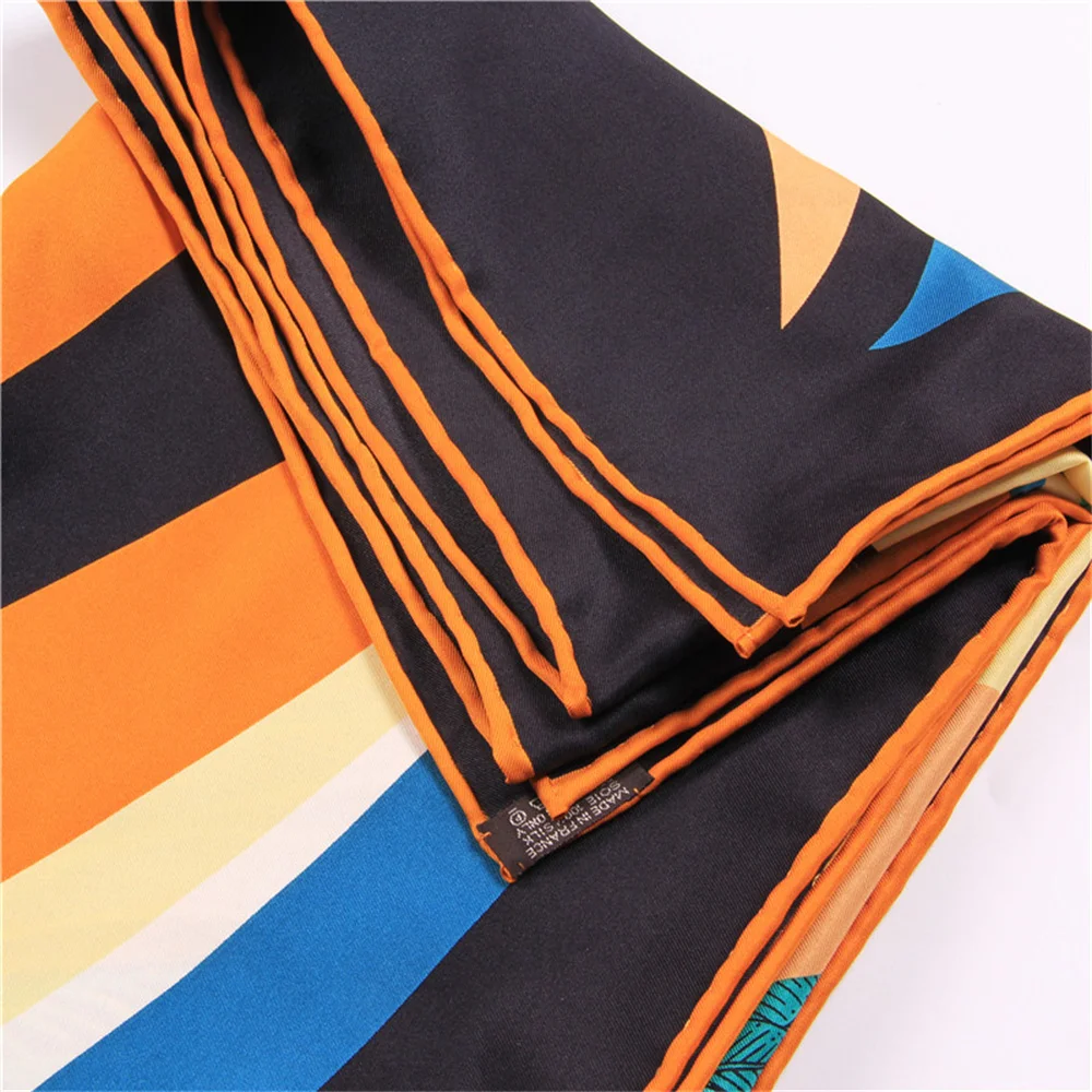 90CM Toucan Birds Brand Hijabs Scarf Women Bandana Handmade Curled Twill Silk Square Scarf Luxury Foulard Head Scarves Shawls