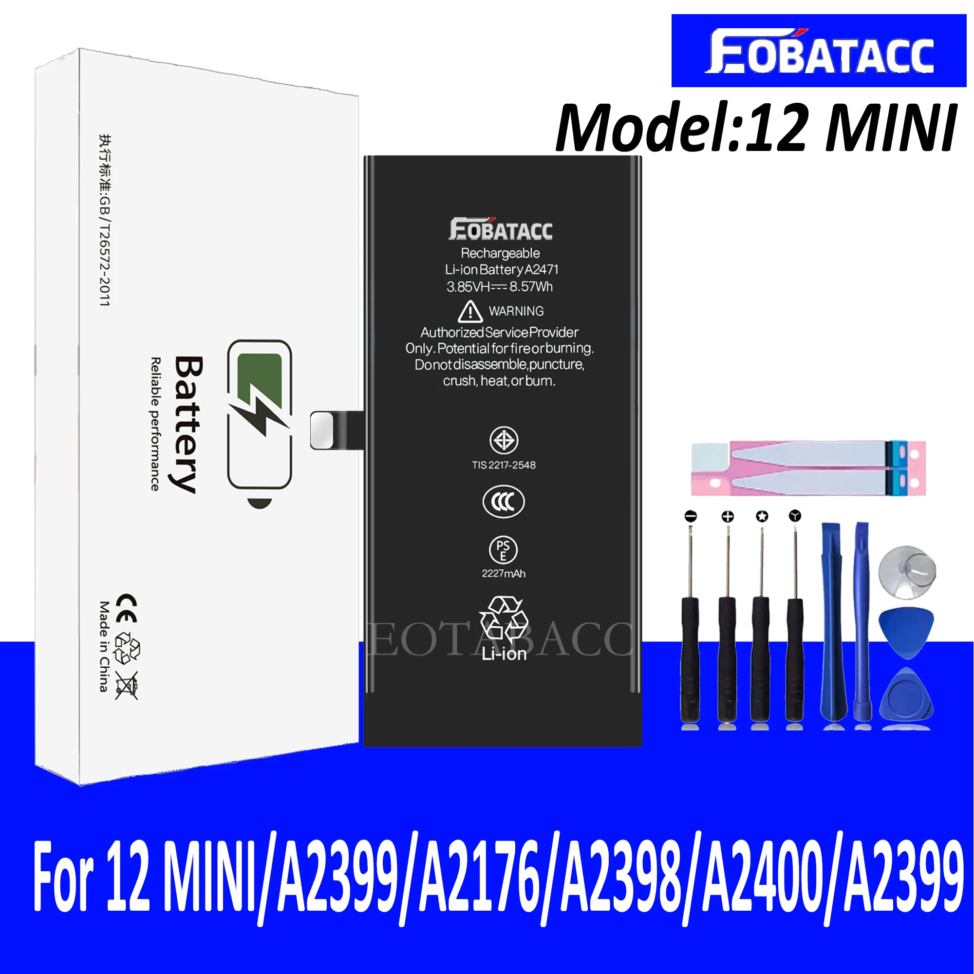 EOTABACC High Quality 100% Original Battery For iPhone 12 mini/12MINI/A2399/A2176/A2398/A2400/A2399 Phone Battery+Tools