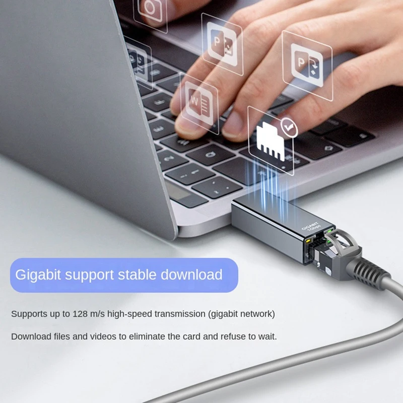 USB 3.0 To Gigabit Ethernet Adapter USB To RJ45 Ethernet Adapter Applicable To Laptops And Desktop Computers