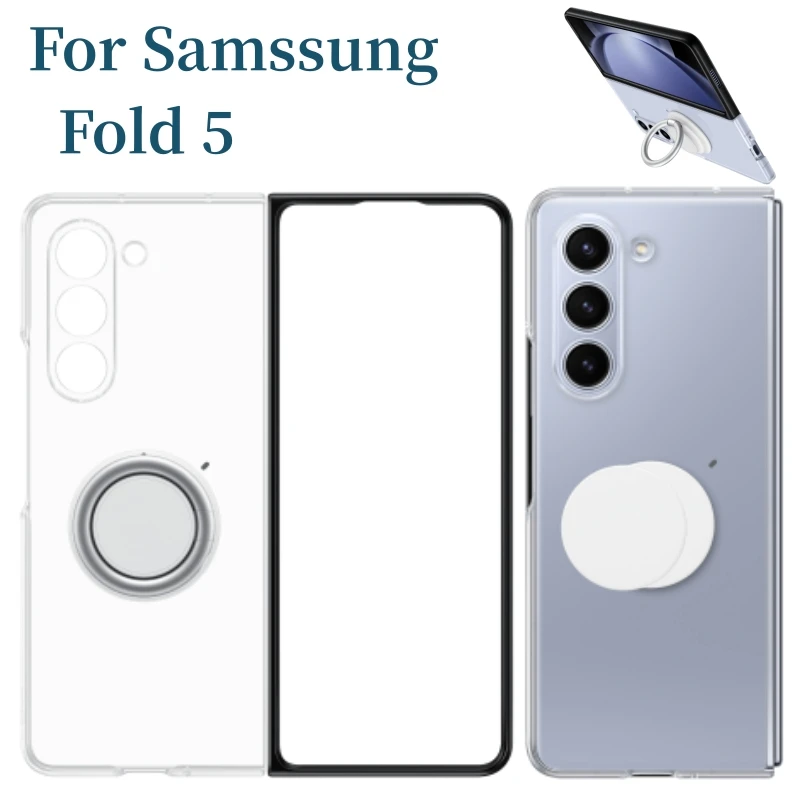 Original Samsung Galaxy Z Fold5 Standing Case with Ring Protective Transparent Cover For Samsung Galaxy Z Fold 5