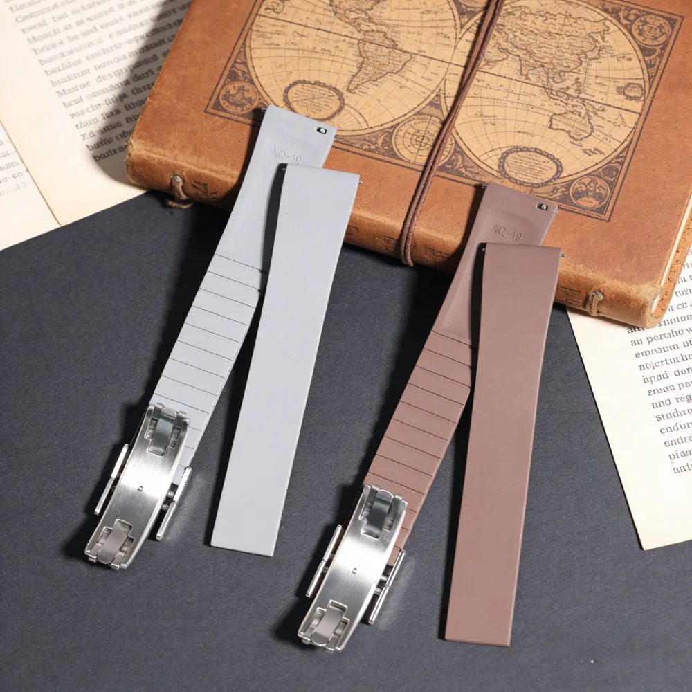 Cut to Size Fluororubber Watch Band Fashion Quick Release Flat-end Universal CTS FKM Rubber Watch Strap 18mm 19mm 20mm 21mm 22mm