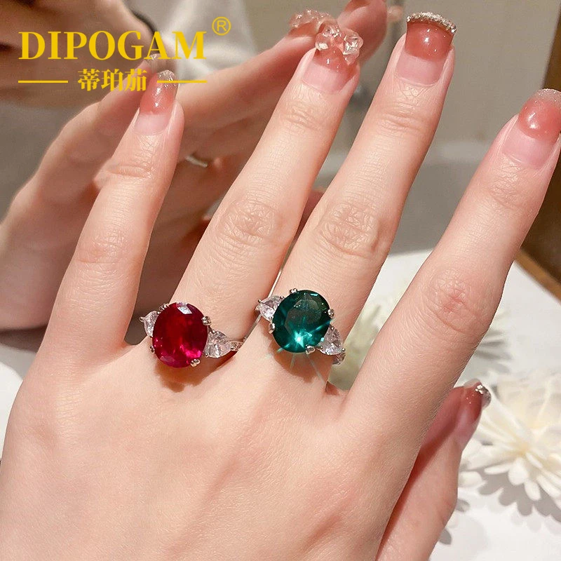 

Кольцо DIPOGAM PT950 из платины с импортным муассанитом цвета D и рубином «Голубиная кровь», из чистого серебра, с изумрудом, роскошное бриллиантовое кольцо