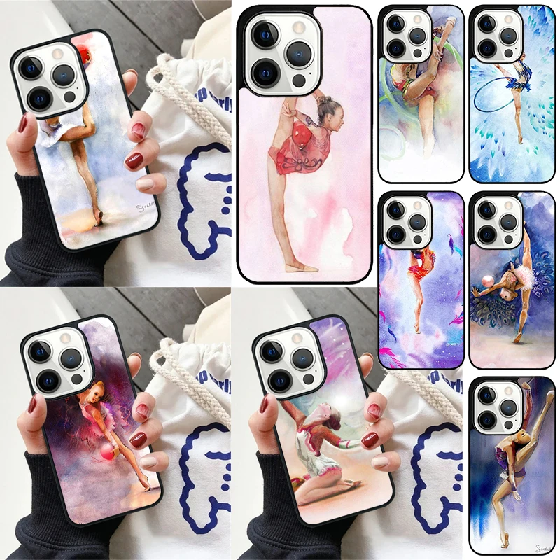 Gymnastics Oil Painting Cover For iPhone 16 13 14 15 Pro Max 12 Mini 11 15 Pro Max 6 7 8 Plus Max SE 2020 Phone Case