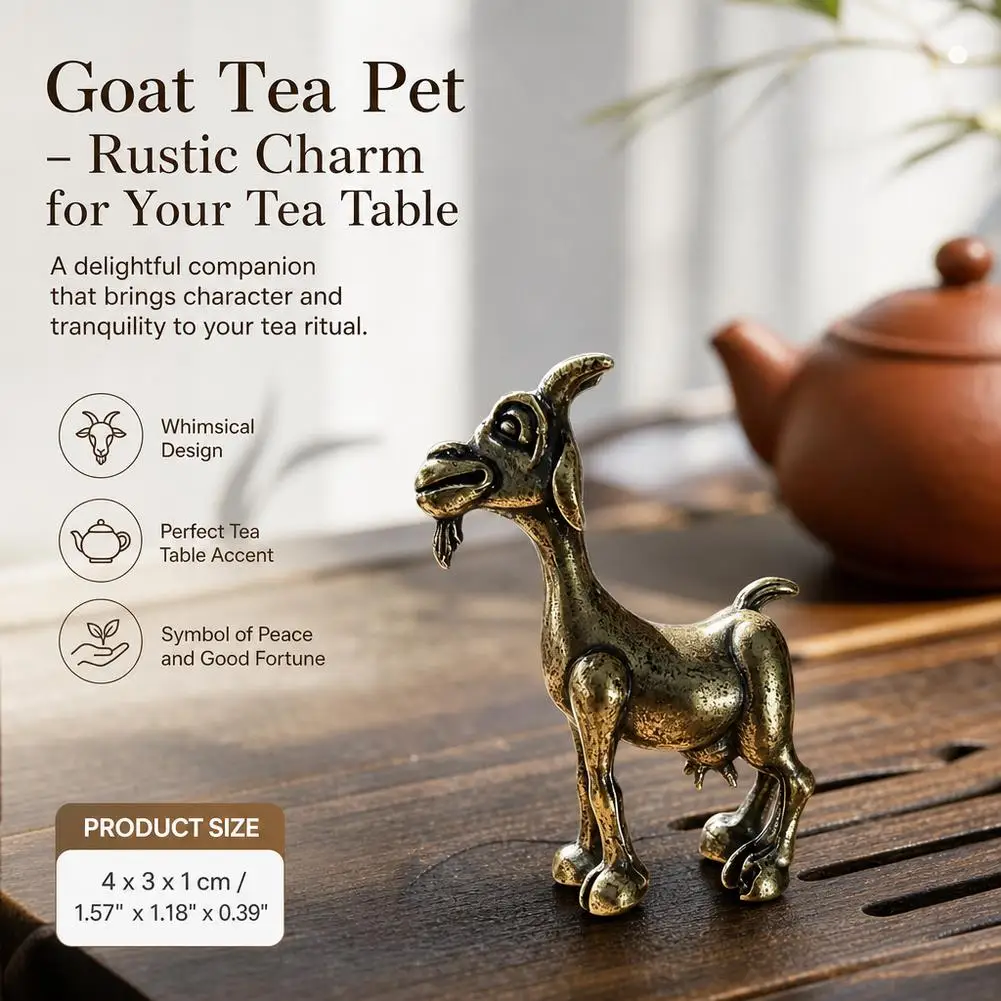 Brass Retro Beard Haughty Antelope Metal Creative Handicraft Ornament Home Office Desktop Ornament Tea Pet Figurines Miniatures