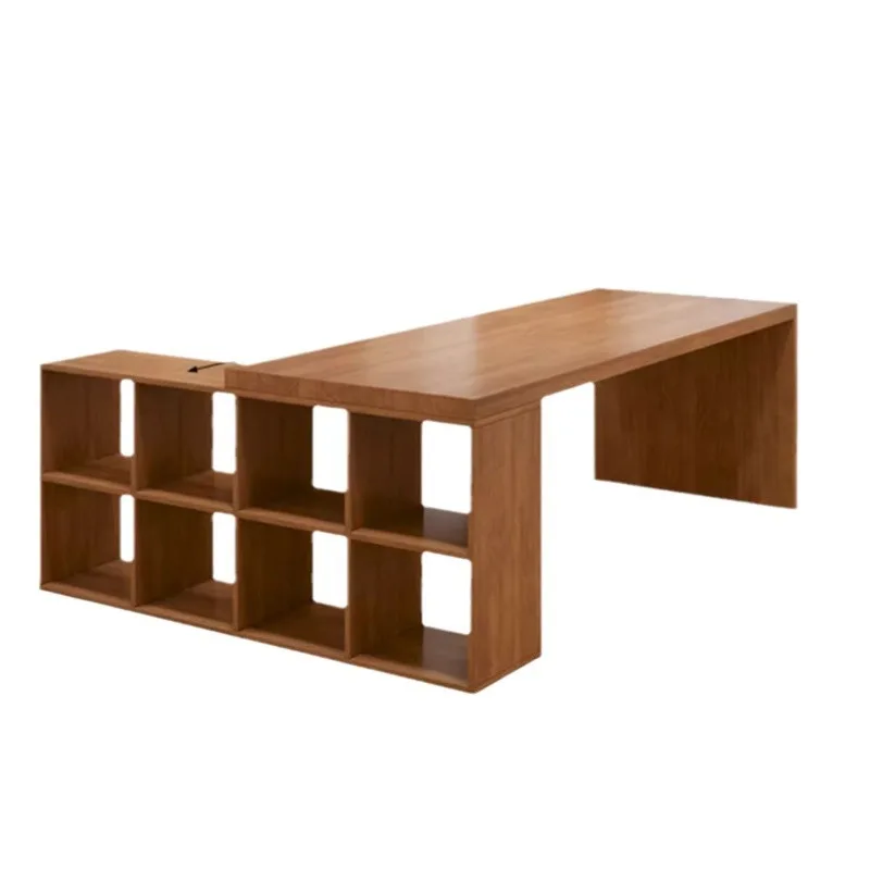 

Simple living room solid wood large desk bookcase integrated study table household corner desk boss table writing long table