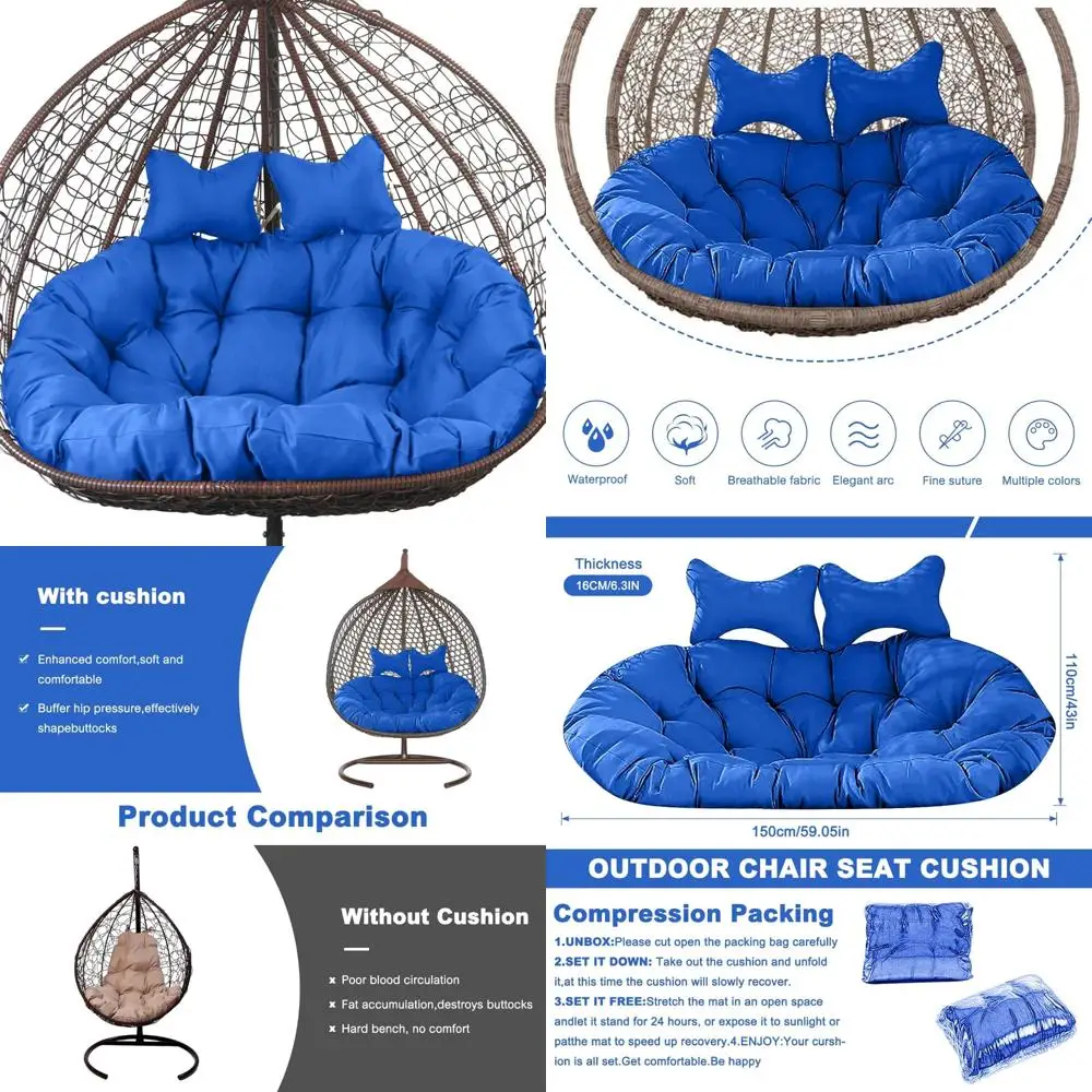 

Hick 6,3" водонепроницаемая, устойчивая к ультрафиолетовому излучению подушка для гамака на 2 человека, моющаяся