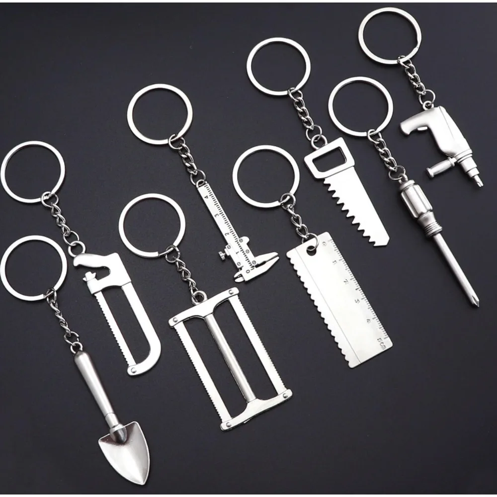 

Small Construction Tools Keychain Creative Multi-Design Metal Car Keyrings with Adjustable Wrench Spanner DIY Mini Gifts